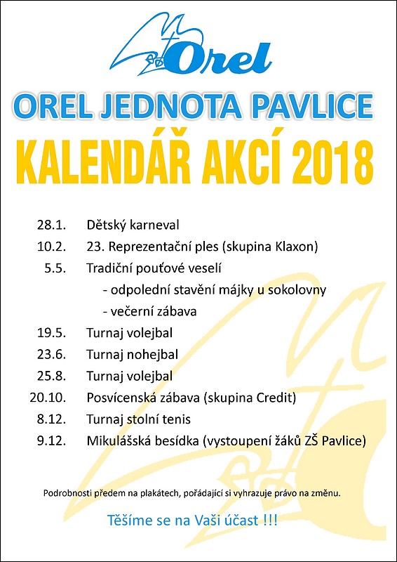 Kalendář akcí 2018