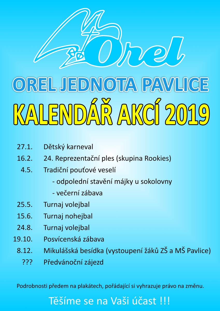 Kalendář akcí 2019